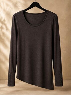Reitmans Dark Grey Long Sleeve Crewneck Tee